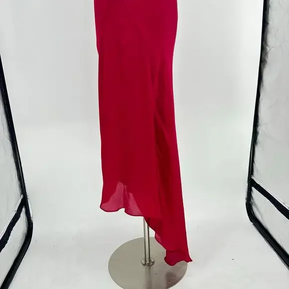 Haute Hippie 100% Silk Cowl Neck Racerback Dress Small Raspberry Red Fairy Party - Picture 9 of 14